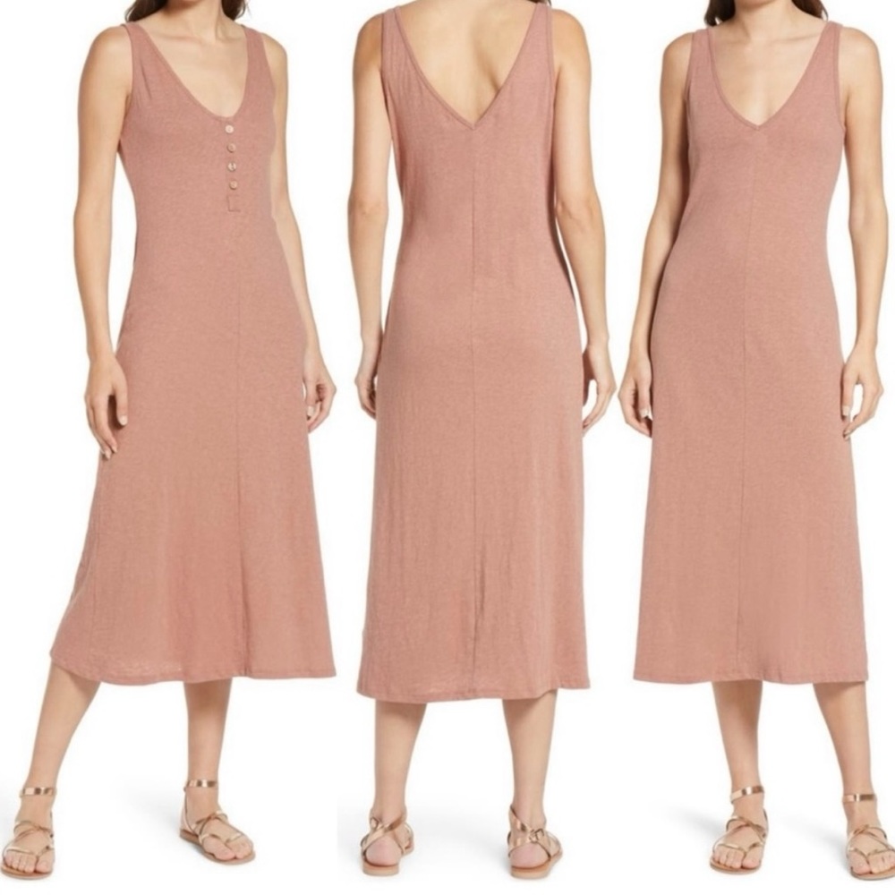 Faherty Women's Midi Dress in Dusty Pink